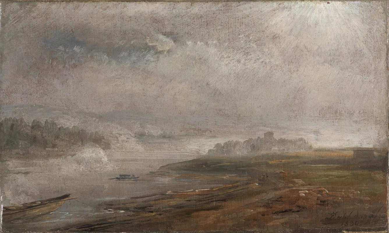 The Elbe On A Foggy Morning by Johan Christian Dahl - Canvas Print