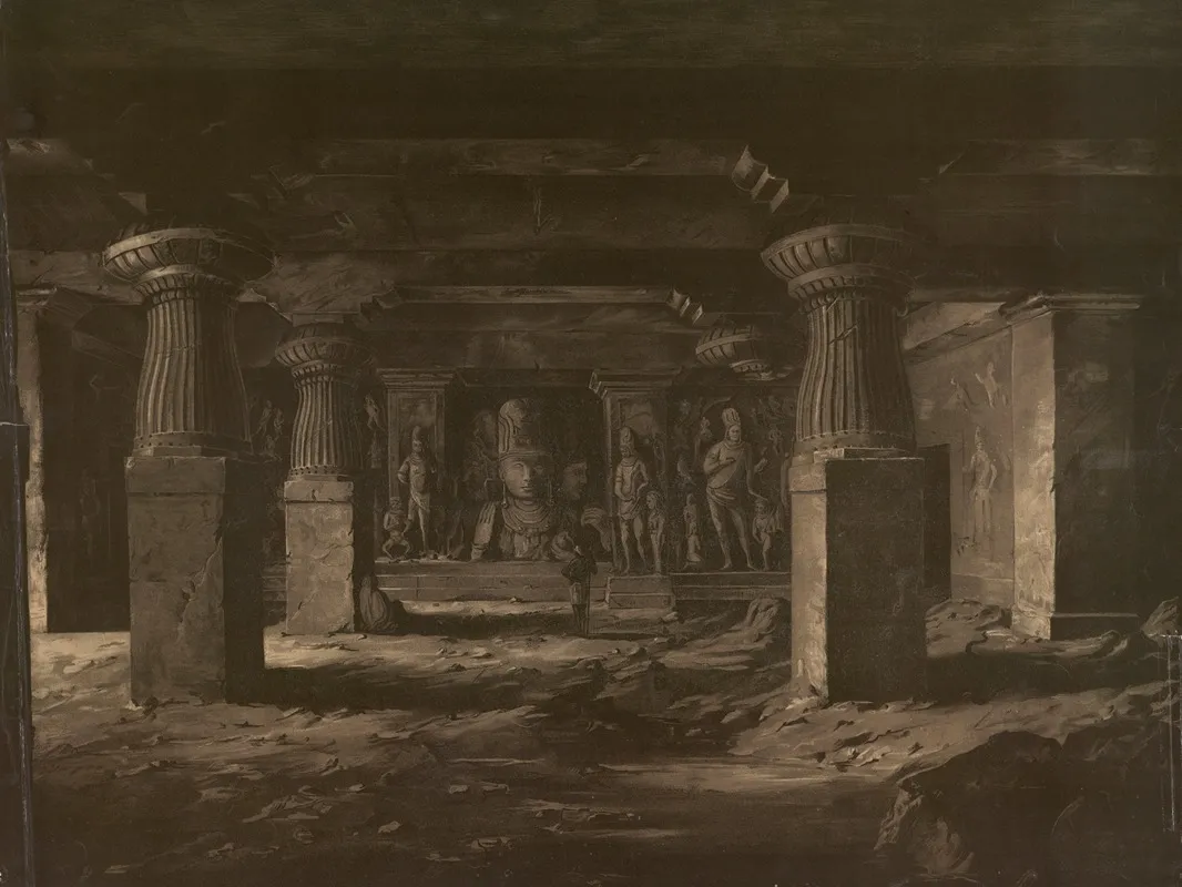 The Elephanta Caves by Josef Langl - Canvas Print