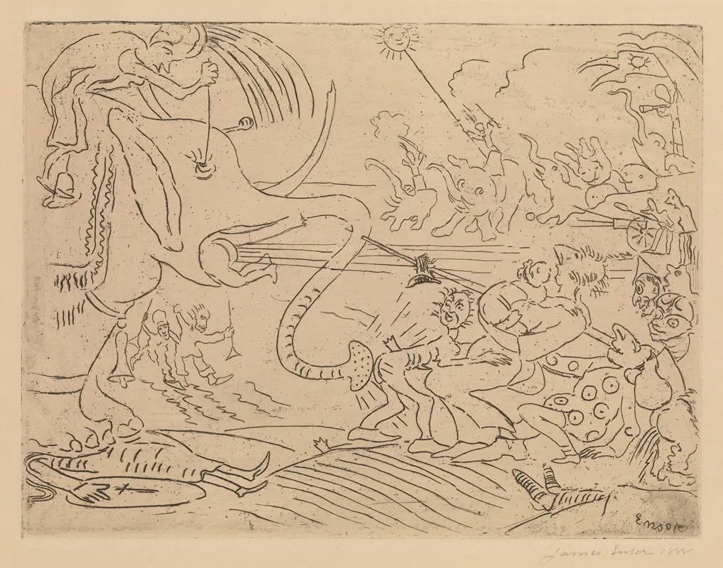 The Elephants Joke by James Ensor - Canvas Print