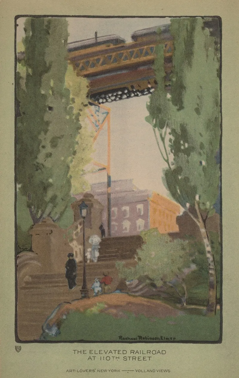 The Elevated Railroad At 110th Street 2 by Rachael Robinson Elmer - Canvas Print