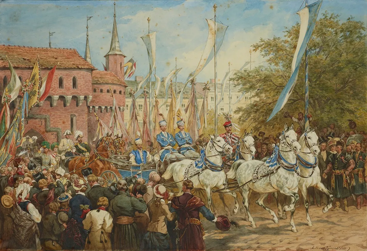 The Emperor Entering Krakow by Juliusz Kossak - Canvas Print
