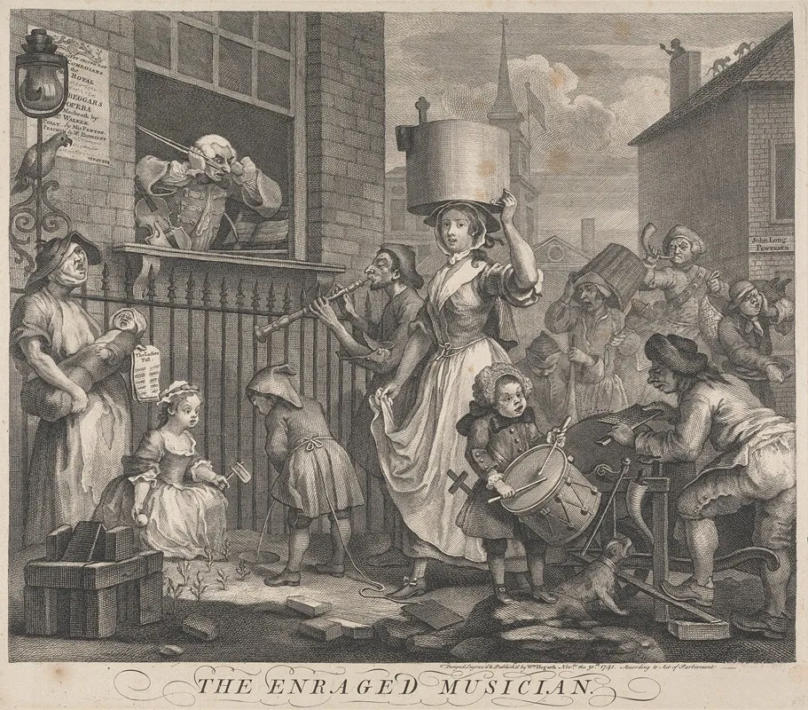 The Enraged Musician by William Hogarth - Canvas Print