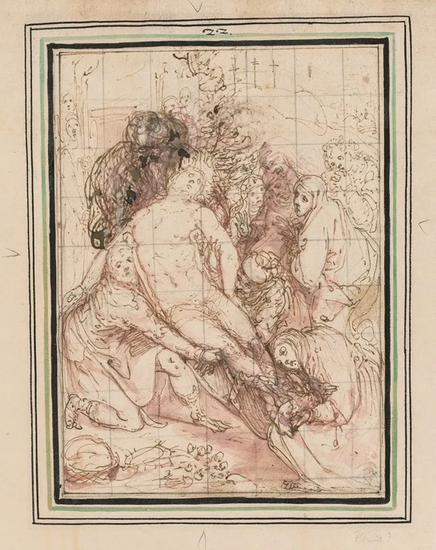 The Entombment 7 by Giovanni de' Vecchi - Canvas Print