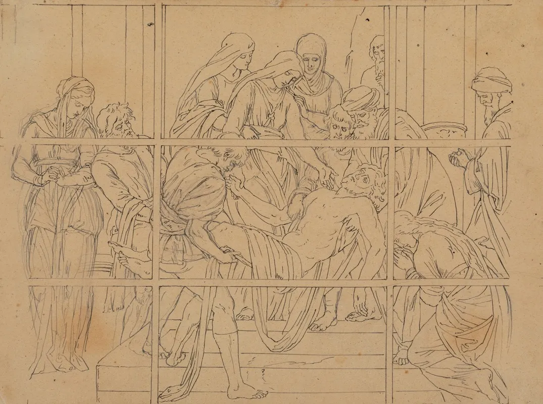 The Entombment Of Christ Study For A Stained Glass Window