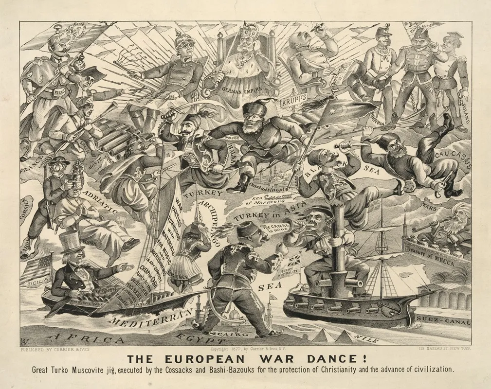 The European War Dance Great Turko Muscovite Jig Executed By The Cossacks And Bashi Bazouks For The Protection Of Christianity And The Advance Of Civilization