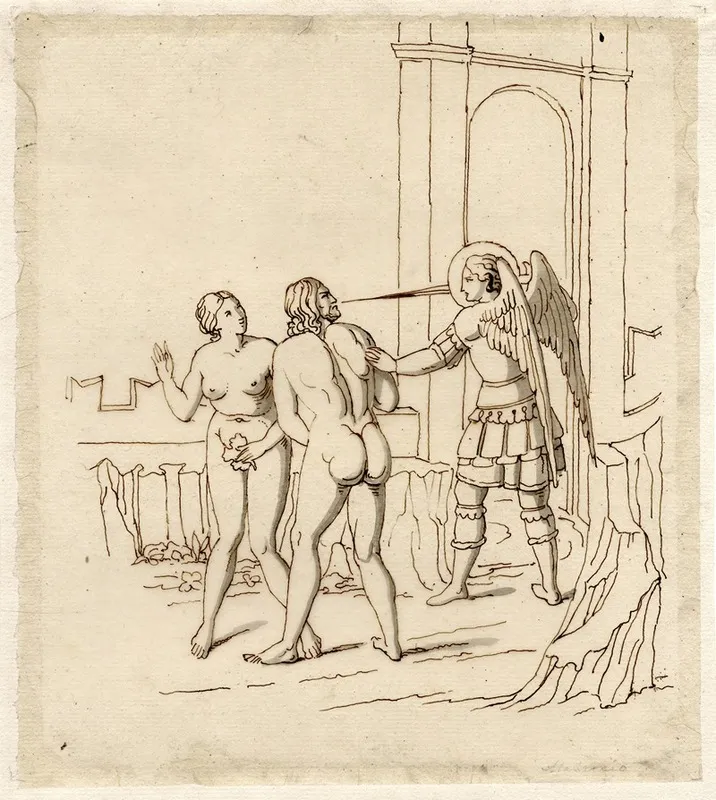 The Expulsion From Paradise After A Fresco In The Camposanto At Pisa by David Humbert de Superville - Canvas Print