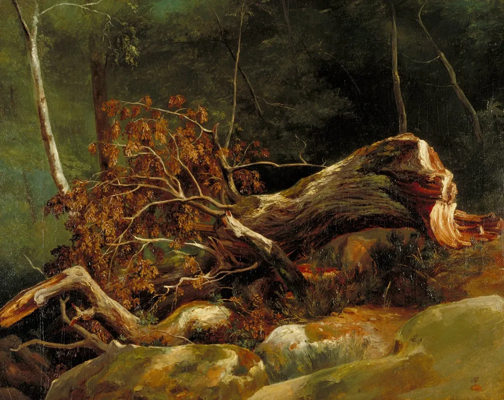 The Fallen Branch Fontainebleau by Achille Etna Michallon - Canvas Print