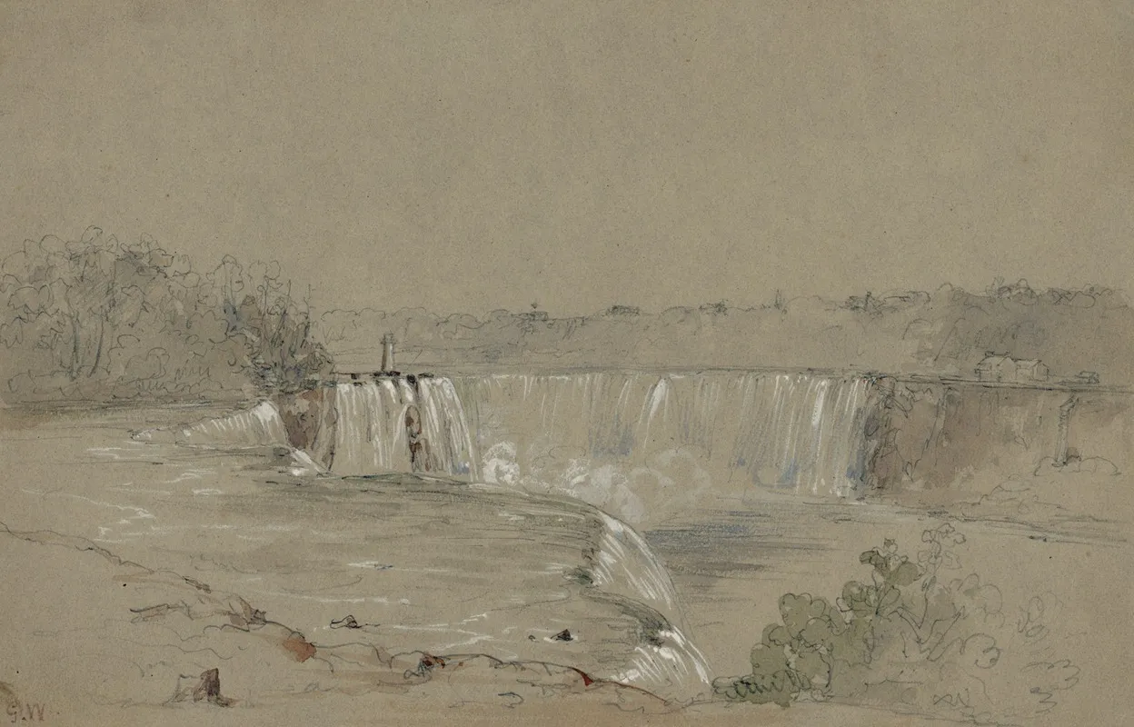 The Falls Of Niagara From The Rock Above The Ferry American Side by George Wallis - Canvas Print