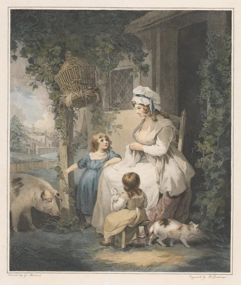 The Farmers Door by George Morland - Canvas Print