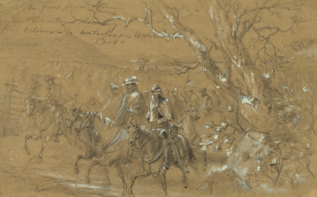 The First Snow Storm Gen Pleasanton Advancing From Orleans To Waterloo Via Warrington 6th Nov by Arthur Lumley - Canvas Print