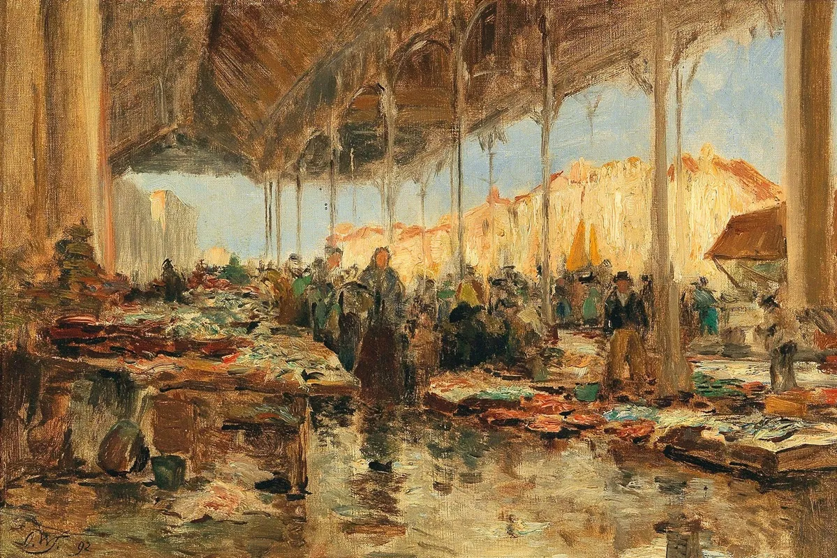 The Fish Market In Venice 2 by Olga Wisinger-Florian - Canvas Print