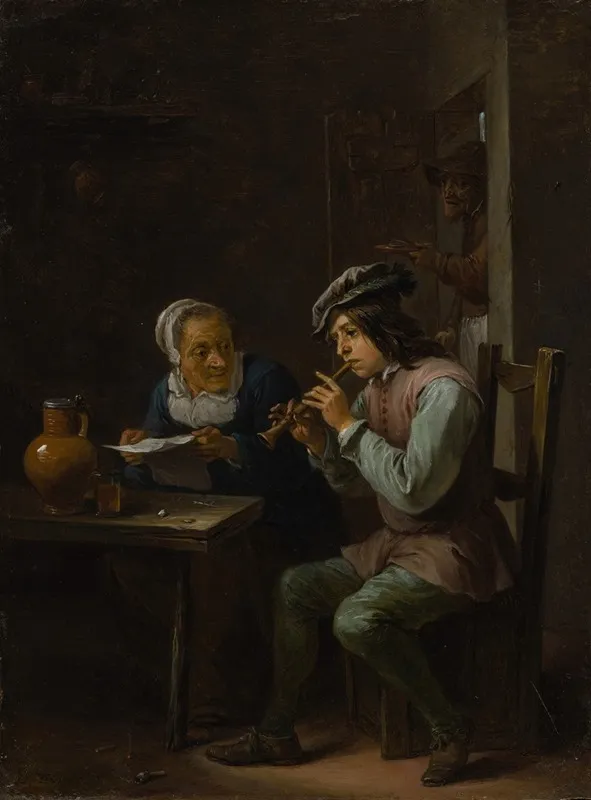The Flageolet Player by David Teniers The Younger - Canvas Print
