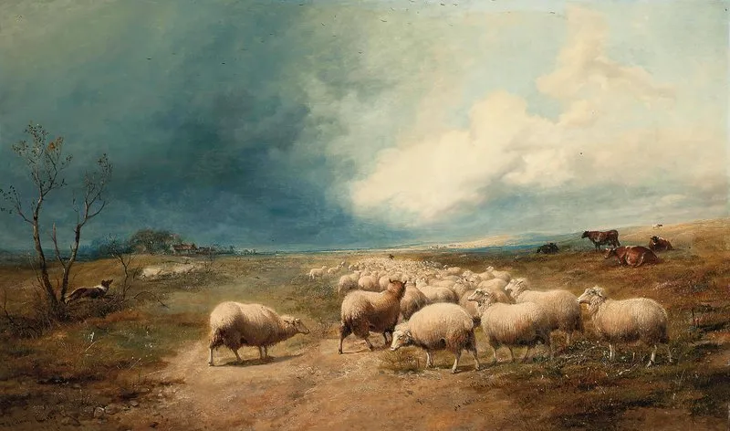 The Fleecy Charge by Thomas Sidney Cooper - Canvas Print