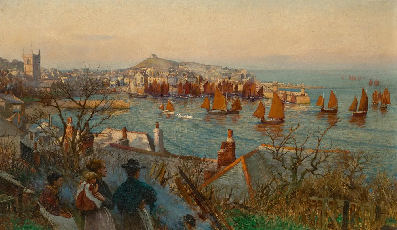 The Fleet In The Harbour At St Ives