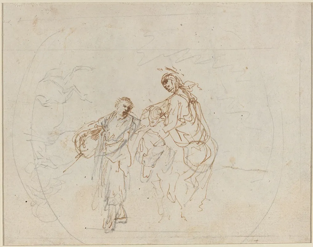 The Flight Into Egypt Verso by Stefano Della Bella - Canvas Print