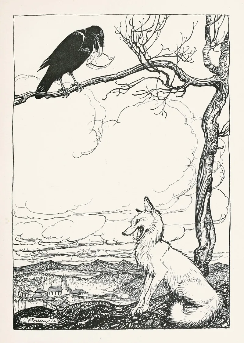 The Fox And The Crow 2 by Arthur Rackham - Canvas Print