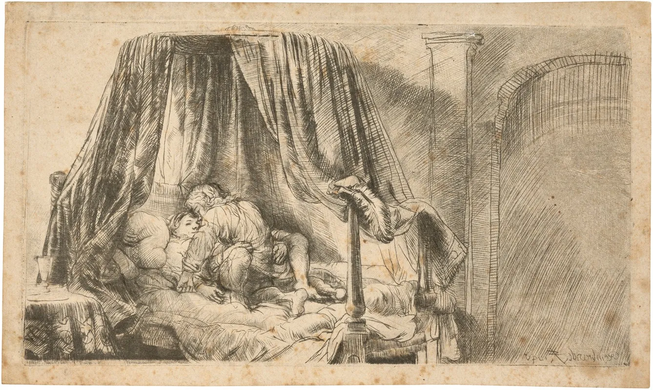 The French Bed by Rembrandt van Rijn - Canvas Print