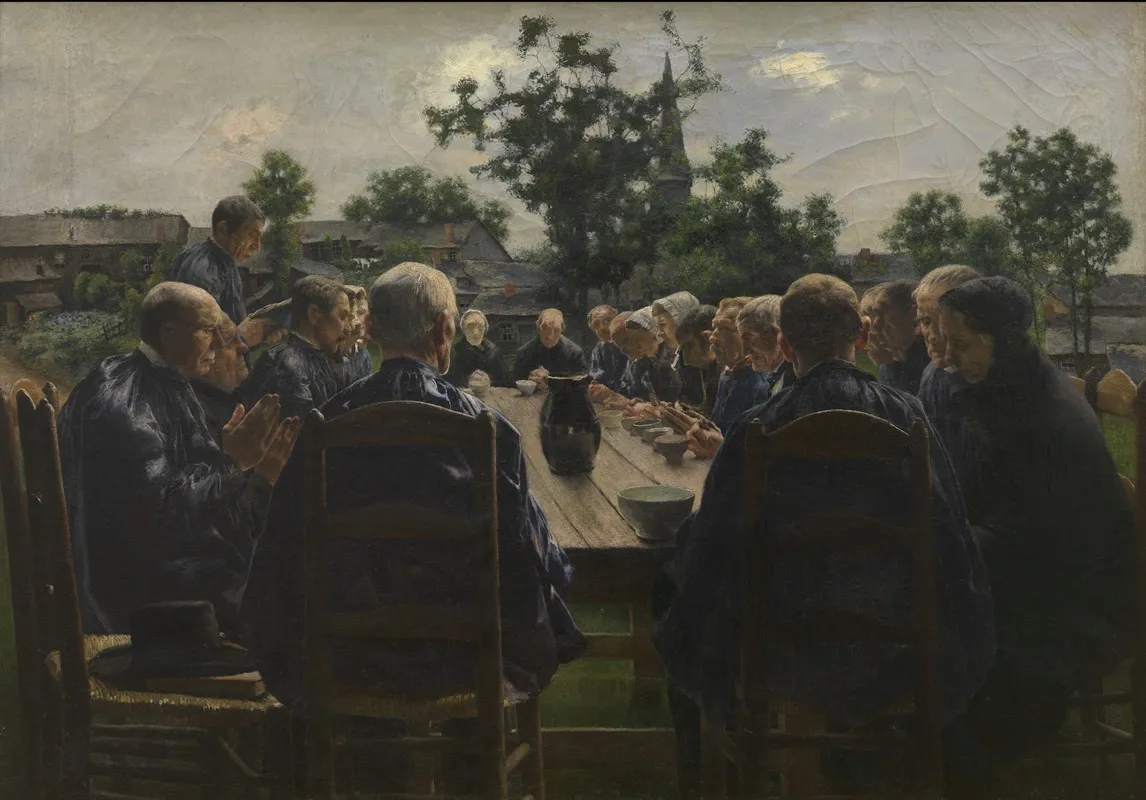 The Funeral Meal by Léon Frédéric - Canvas Print