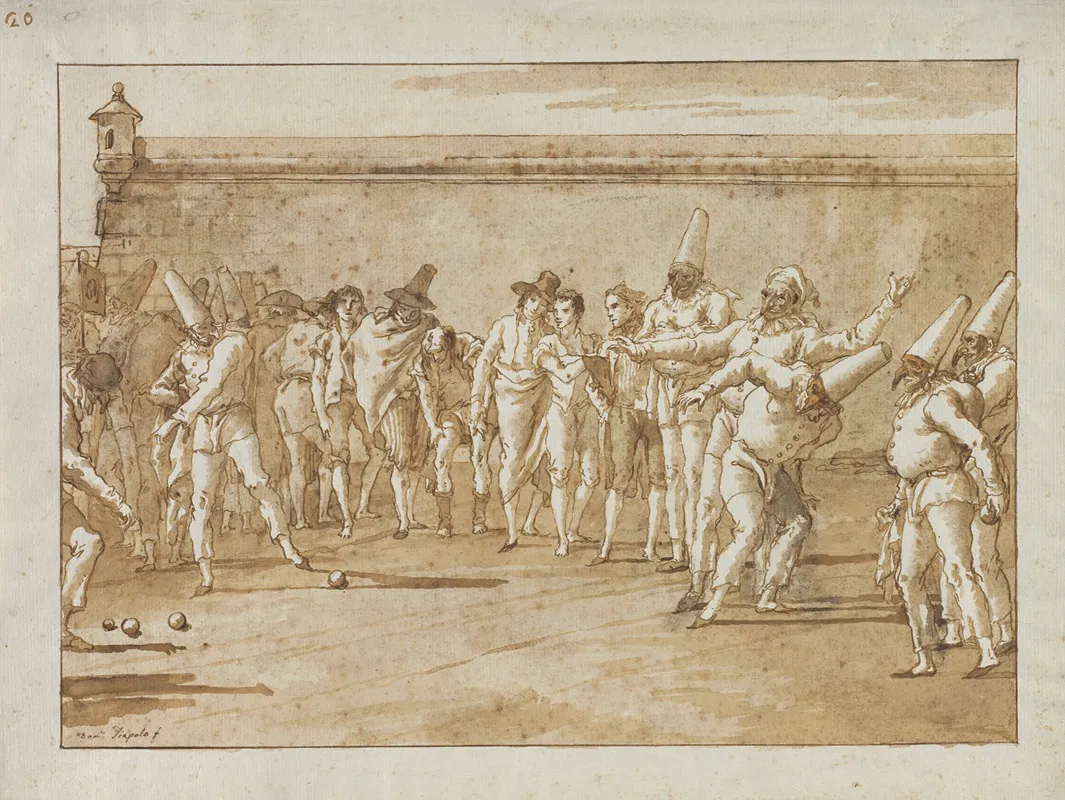 The Game Of Bowls 3 by Giovanni Domenico Tiepolo - Canvas Print