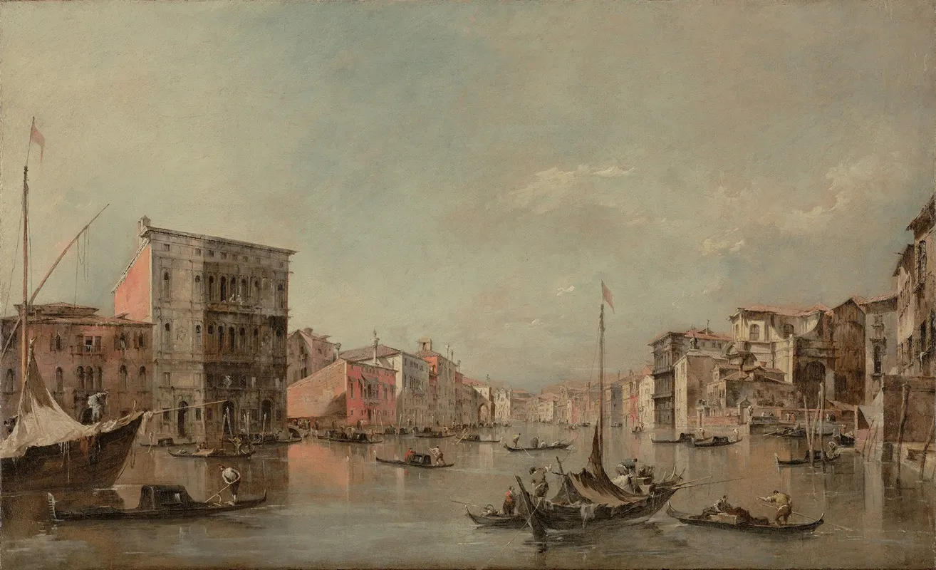 The Grand Canal In Venice With Palazzo Bembo by Francesco Guardi - Canvas Print