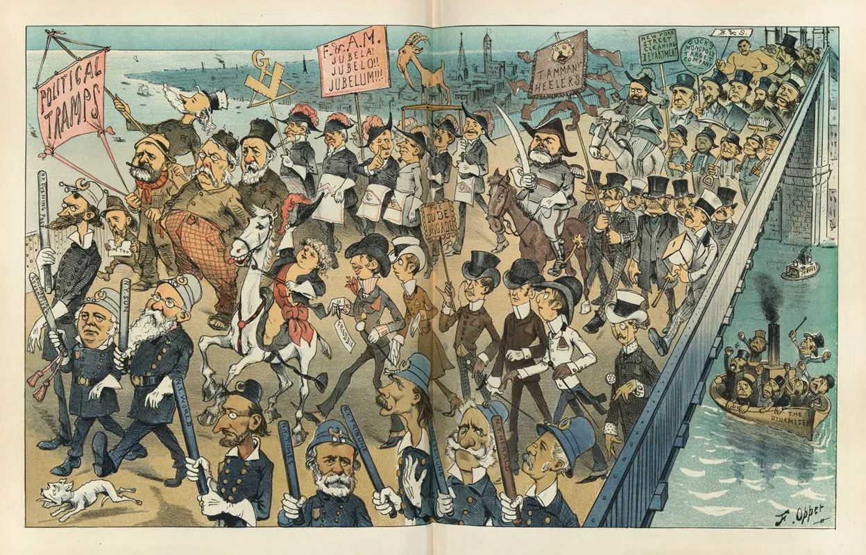 The Grand Opening March Over The Brooklyn Bridge by Frederick Burr Opper - Canvas Print