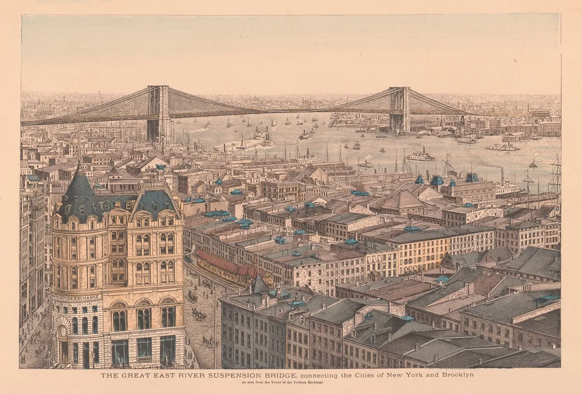 The Great East River Suspension Bridge Connecting The Cities Of New York And Brooklyn 2