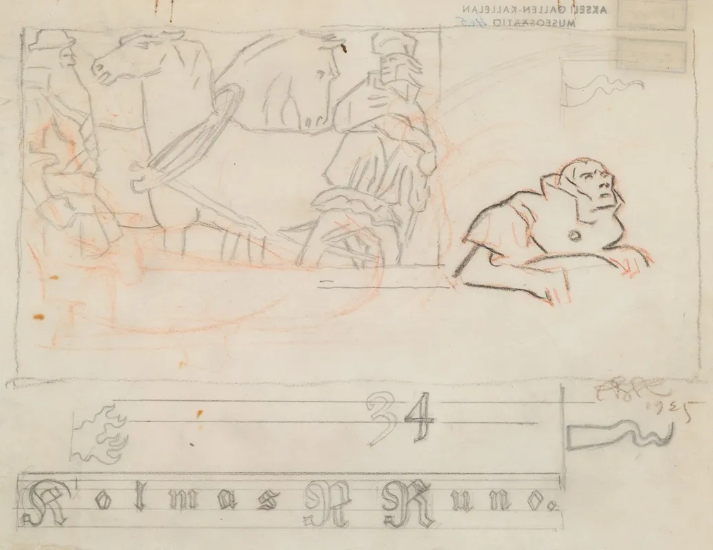 The Great Kalevala Poem Iii Sketch 3 by Akseli Gallen-Kallela - Canvas Print