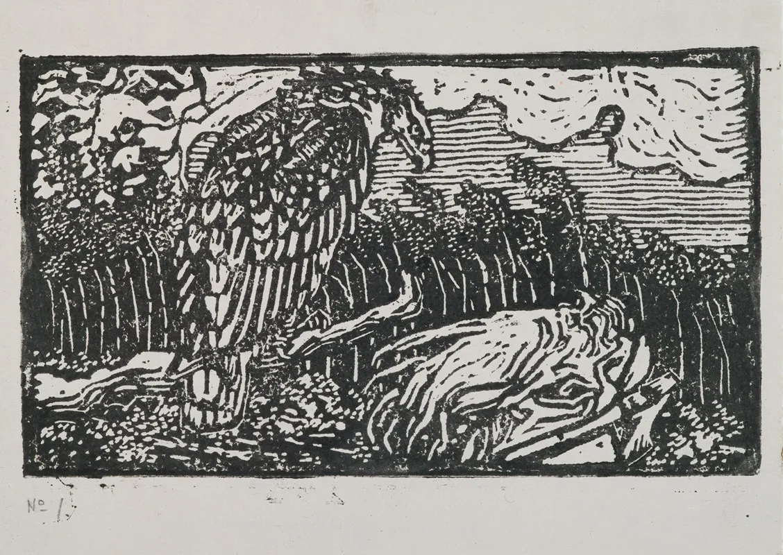 The Great Kalevala Woodcut Print Of Vainamoinen And The Eagle