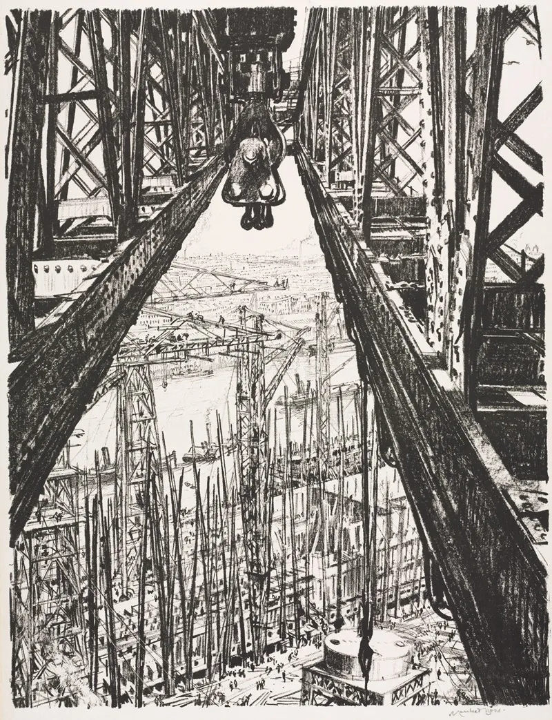 The Great War Britains Efforts And Ideals Building Ships A Shipyard Seen From A Big Crane