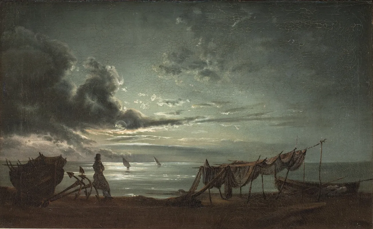 The Gulf Of Naples Moonlight by Johan Christian Dahl - Canvas Print