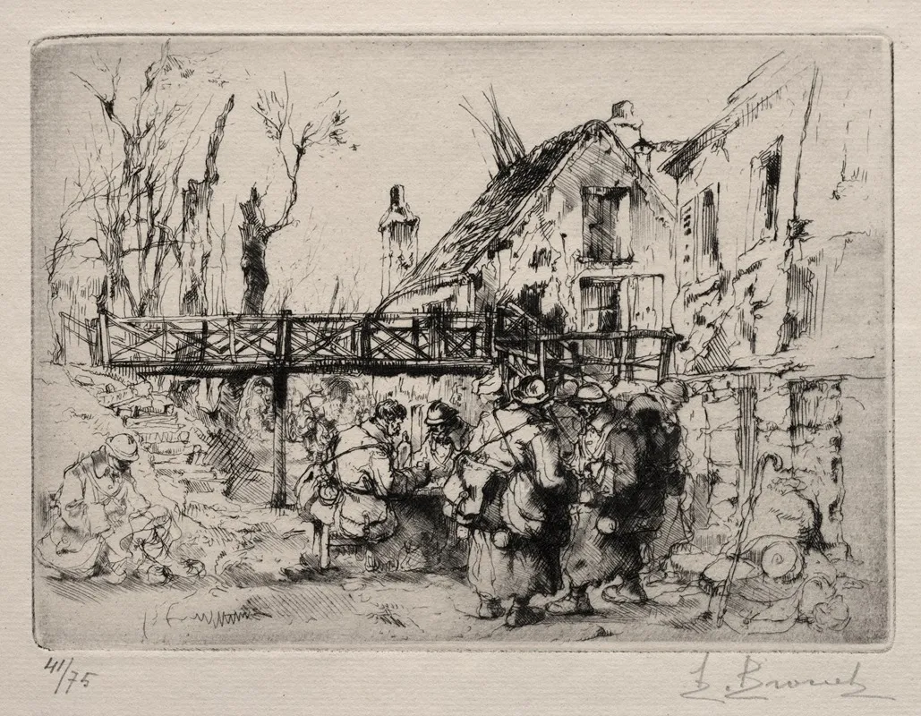The Halt At The Village by Auguste Brouet - Canvas Print