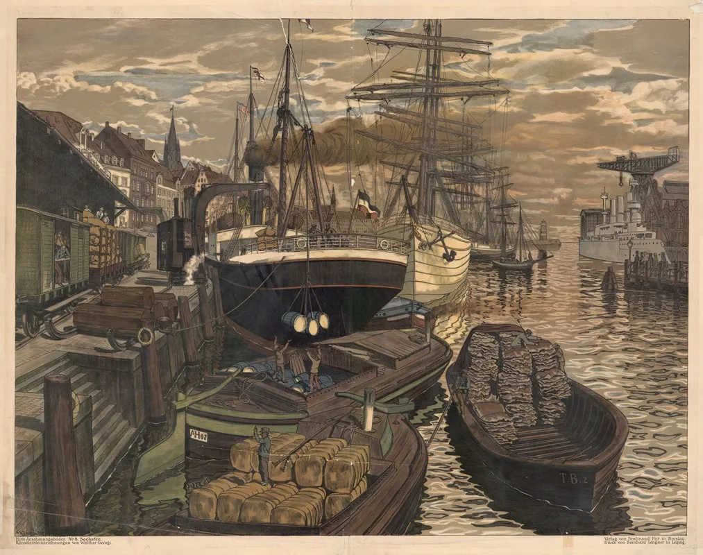 The Harbor 6 by Walther Georgi - Canvas Print