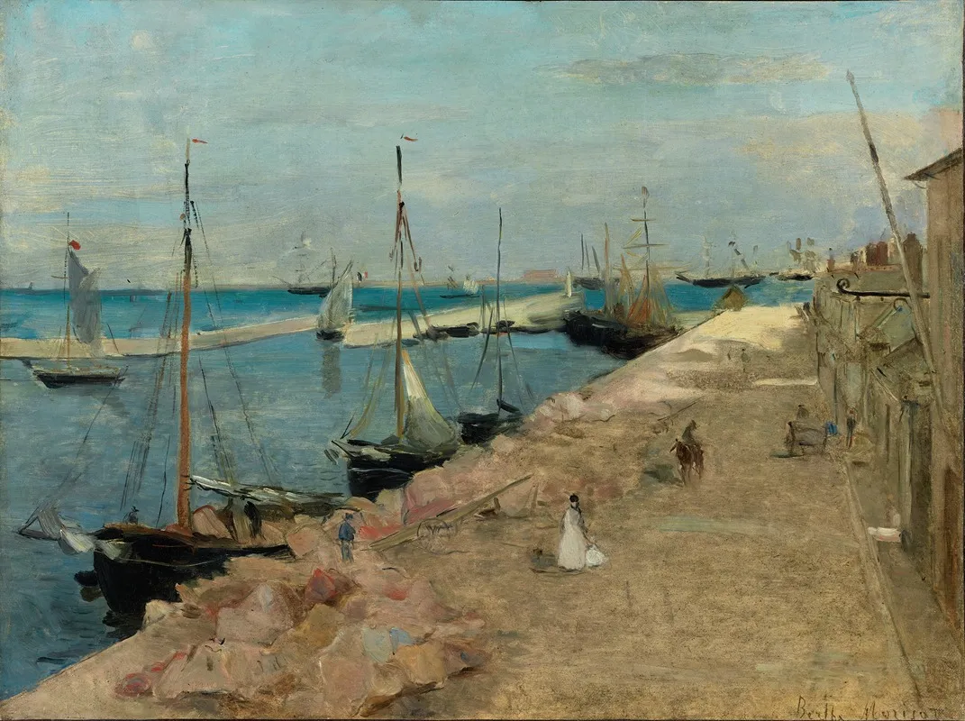 The Harbor At Cherbourg by Berthe Morisot - Canvas Print