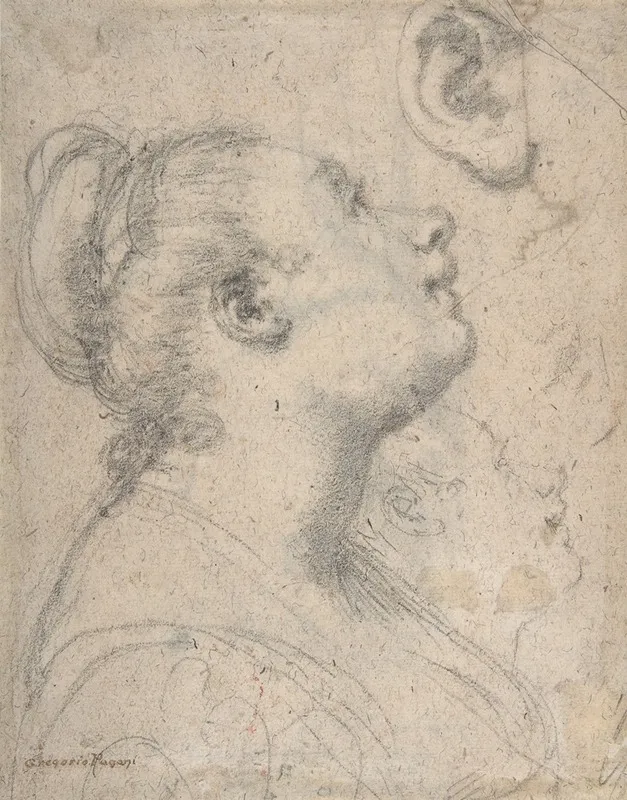 The Head And Shoulders Of A Woman In Profile by Gregorio Pagani - Canvas Print