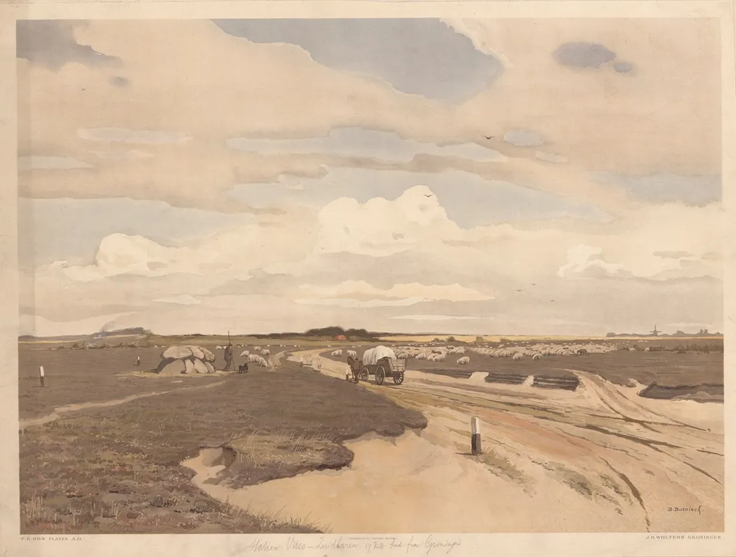 The Heath And Hunebed At Tinaarloo by Bernardus Bueninck - Canvas Print