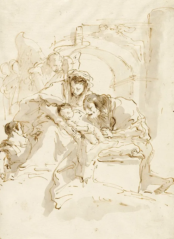 The Holy Family With Angels Before An Arch