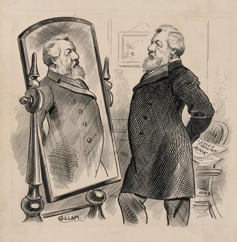 The Hour Has Come And The Man Is Here James Blaines Reflection As To Who Ought To Be The Next President by Bernhard Gillam - Canvas Print