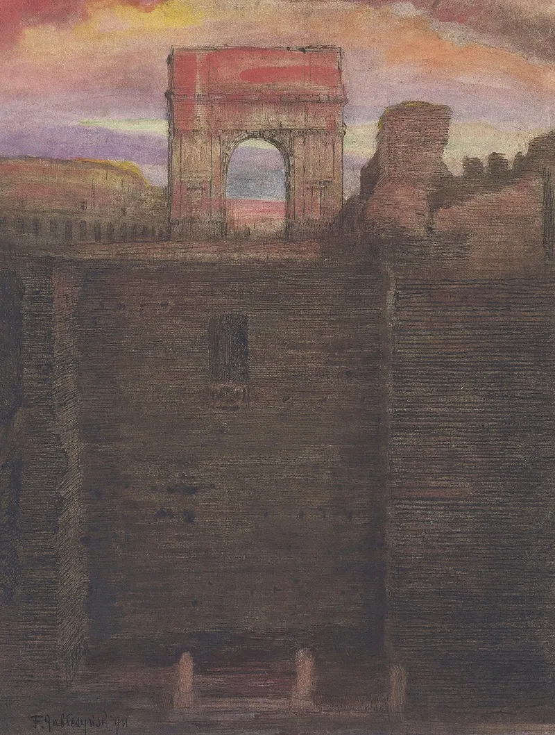 The House Of Vestals And The Arch Of Titus In The Background