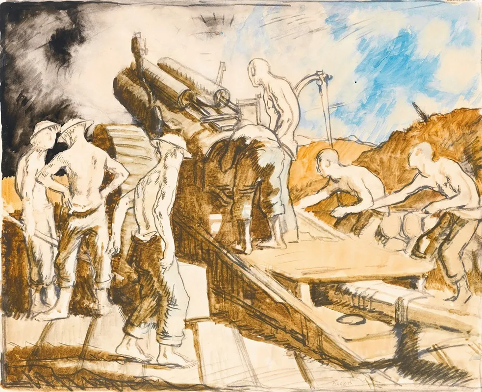 The Howitzer In Action by William Orpen - Canvas Print