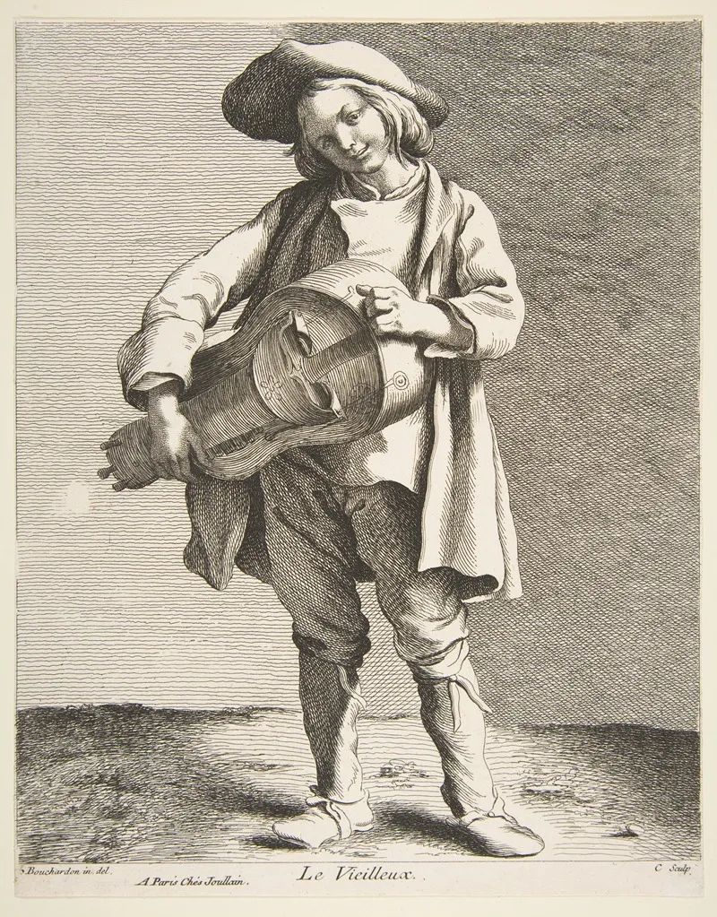 The Hurdy Gurdy Player 4 by Edmé Bouchardon - Canvas Print