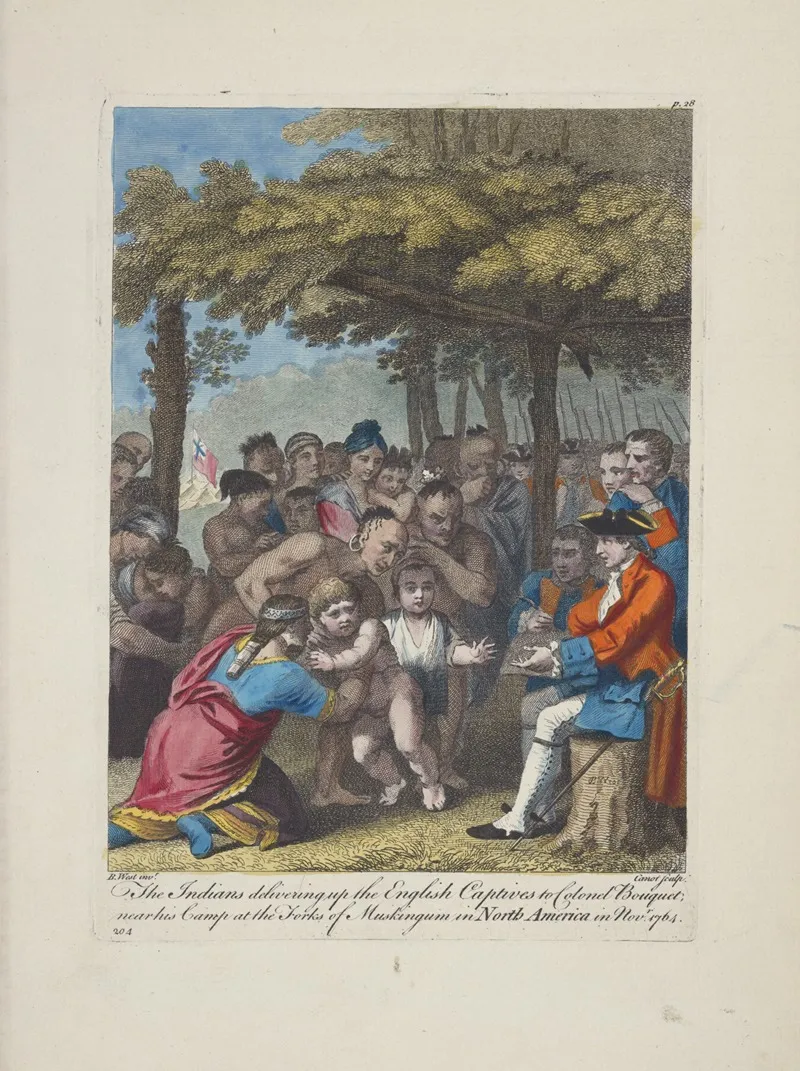 The Indians Delivering Up The English Captives To Colonel Bouquet Near His Camp