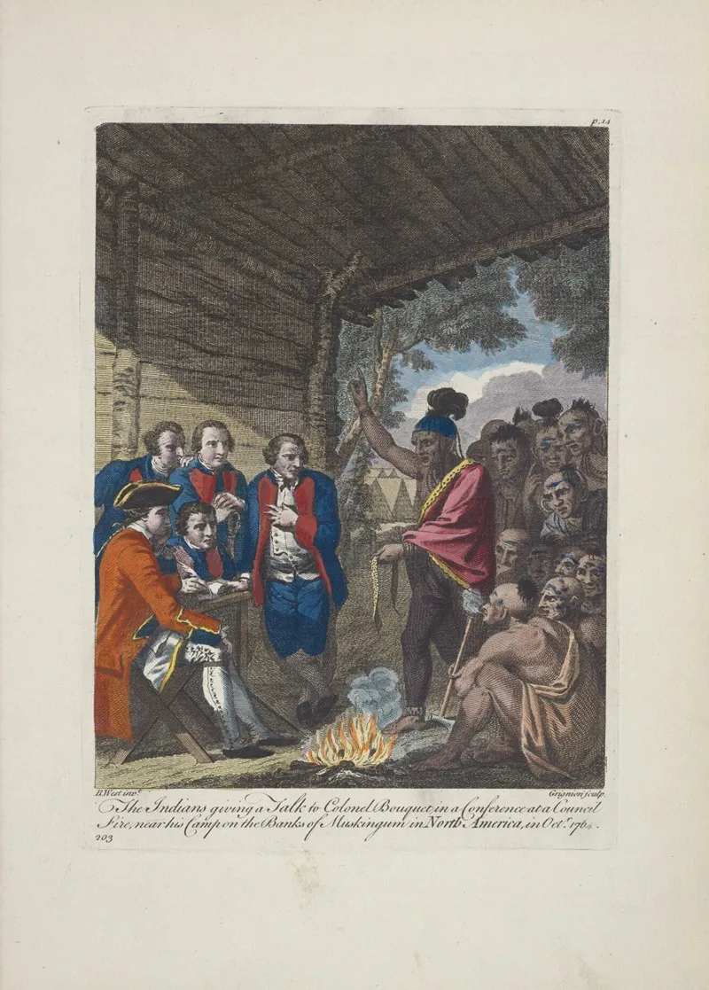 The Indians Giving A Talk To Colonel Bouquet In A Conference At A Council Fire