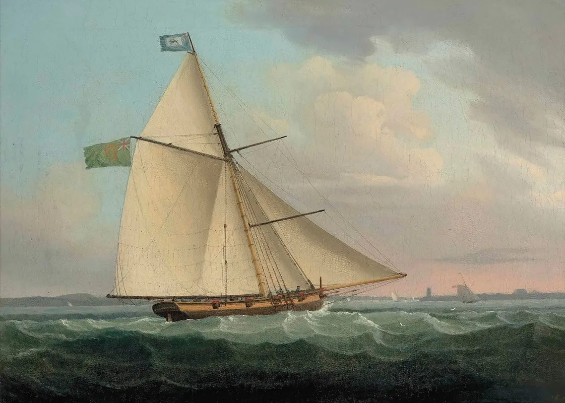 The Irish Postal Packet Earl Of Leicester 10 Guns Approaching Hook Head At The Entrance To Waterford Harbour by Thomas Whitcombe - Canvas Print