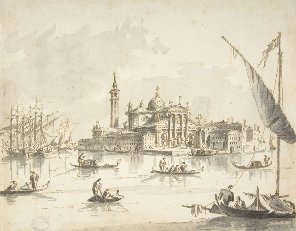 The Island Of San Giorgio Maggiore Venice by Giacomo Guardi - Canvas Print