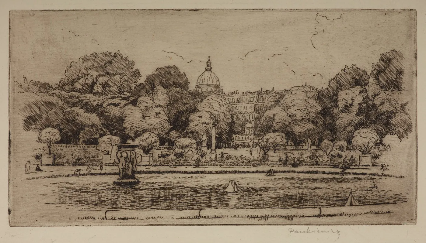 The Jardin Du Luxembourg In Paris With A View Of The Dome Of The Pantheon