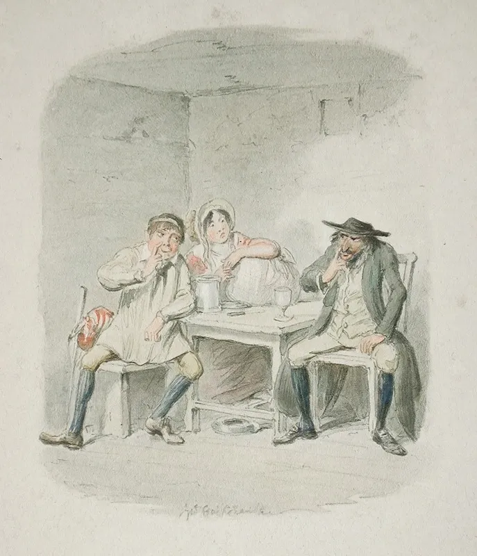 The Jew And Morris Bosle Begin To Understand Each Other by George Cruikshank - Canvas Print