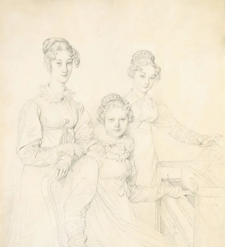 The Kaunitz Sisters Leopoldine Caroline And Ferdinandine by Jean Auguste Dominique Ingres - Canvas Print