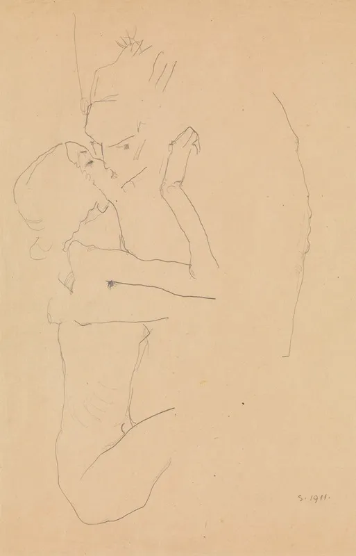 The Kiss 12 by Egon Schiele - Canvas Print