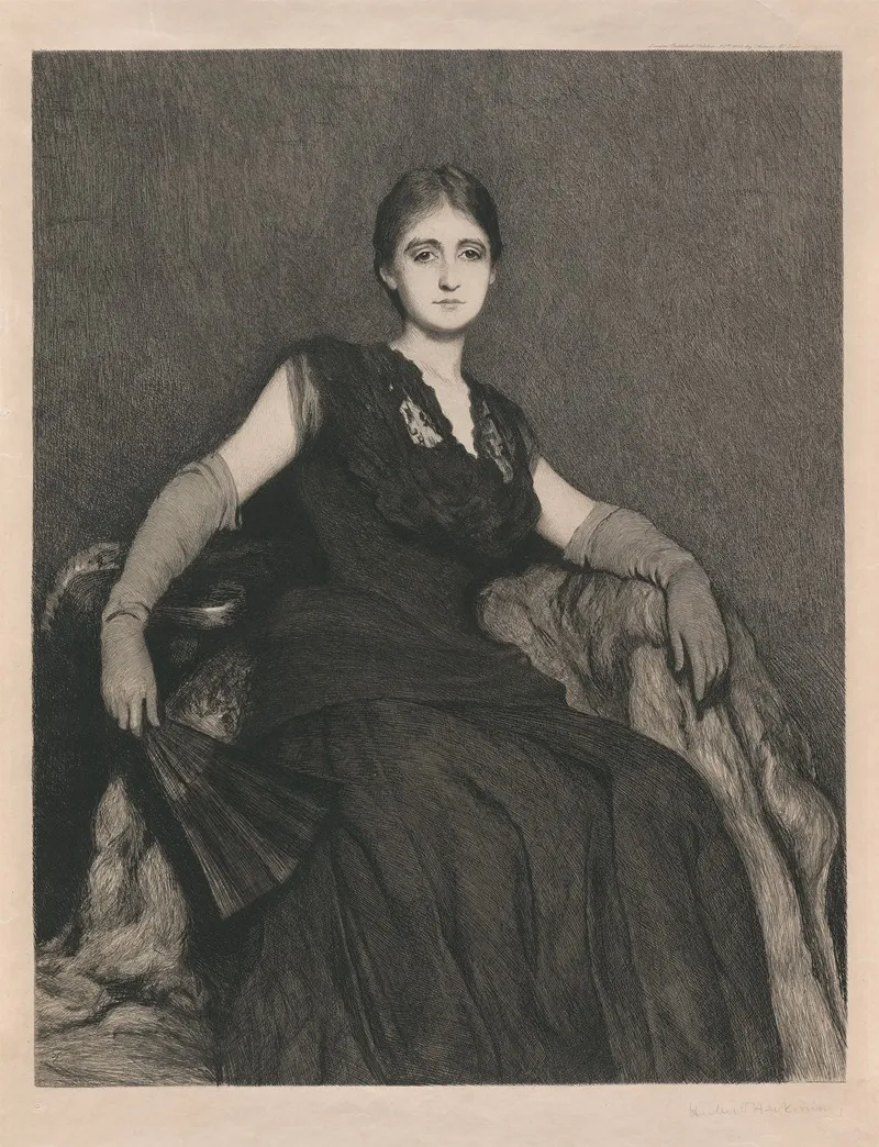 The Lady In Black 2 by Sir Hubert von Herkomer - Canvas Print