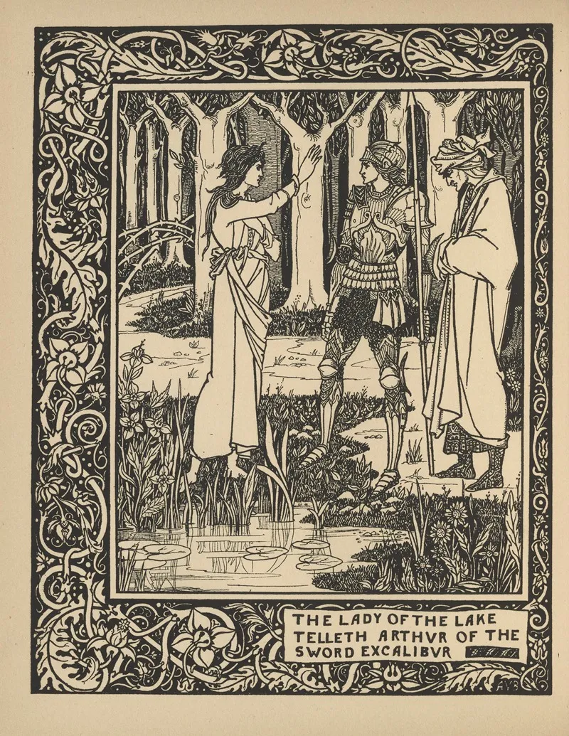 The Lady Of The Lake Telleth Arthur Of The Sword Excalibur by Aubrey Vincent Beardsley - Canvas Print